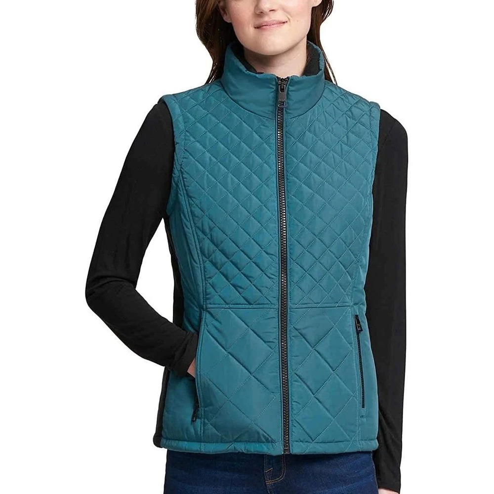 Andrew Marc Women's XXL Teal Blue Quilted Puffer Vest Polyester